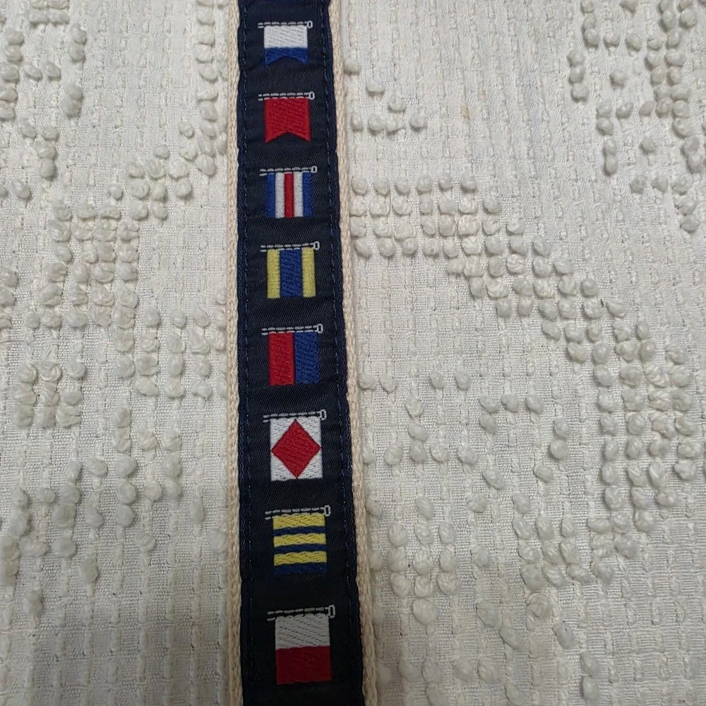 Mens Leather Canvas Sailing Nautical Signal Flags Belt Preppy Size 40